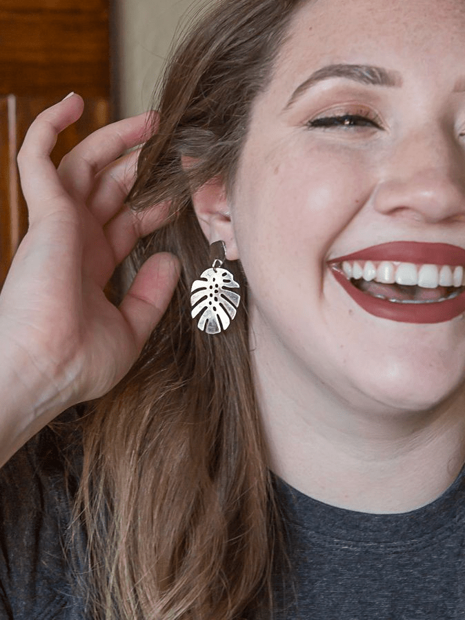Monstera Leaf Stud Earrings