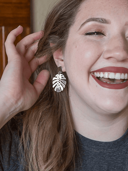 Monstera Leaf Stud Earrings