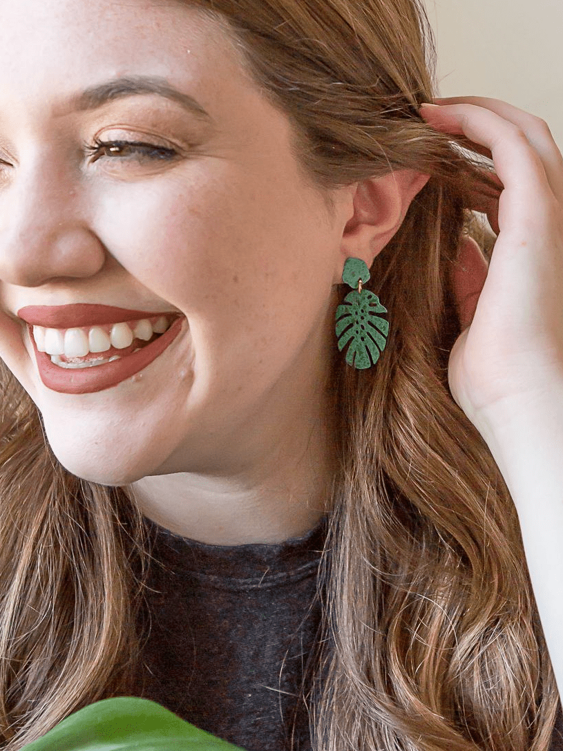 Monstera Leaf Stud Earrings