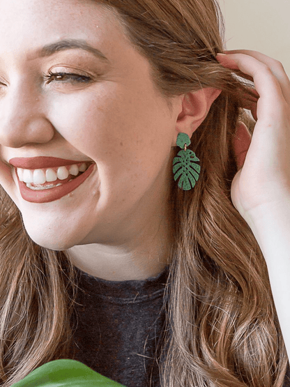 Monstera Leaf Stud Earrings