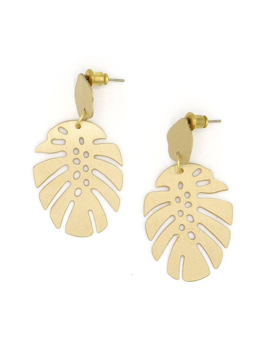 Monstera Leaf Stud Earrings