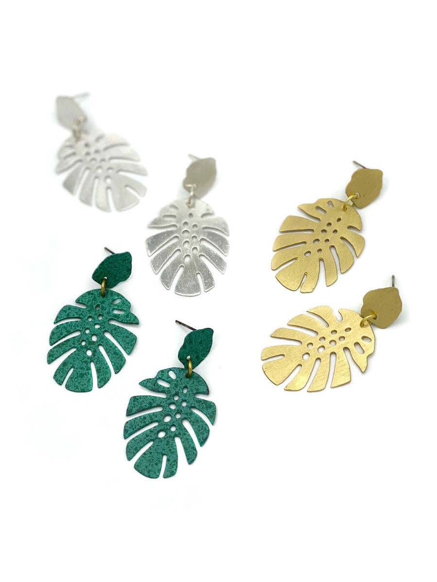 Monstera Leaf Stud Earrings