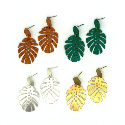 Monstera Leaf Stud Earrings