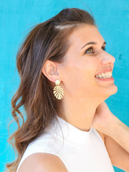 Monstera Leaf Stud Earrings