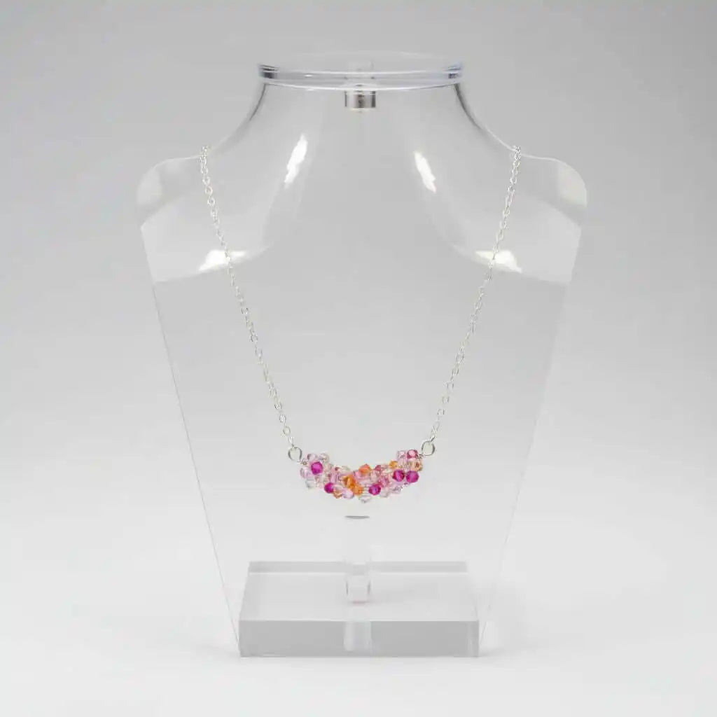 Silver Multi Color Spring Blossom Crystal Necklace