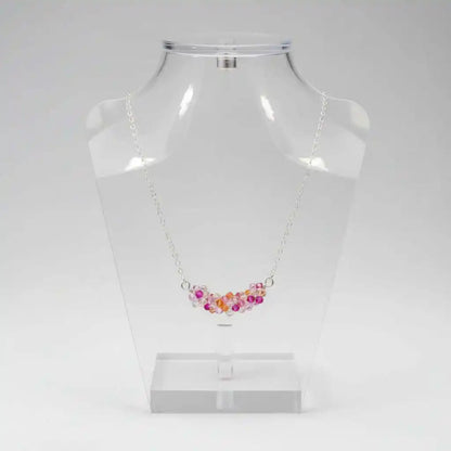 Silver Multi Color Spring Blossom Crystal Necklace