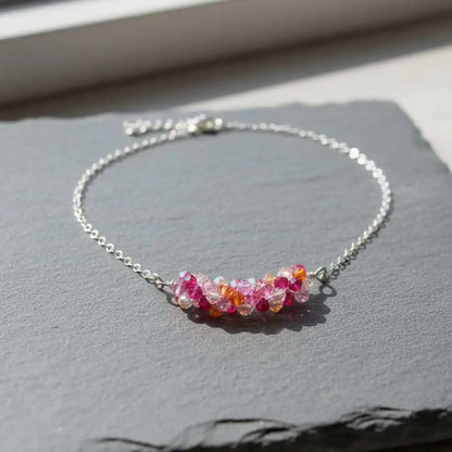 Silver Multi Color Spring Blossom Crystal Necklace