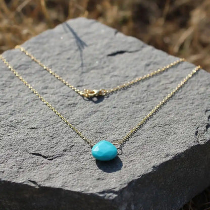 Gold Filled Aqua Jade Wire Wrap Gemstone Drop Necklace