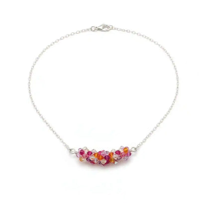 Silver Multi Color Spring Blossom Crystal Necklace