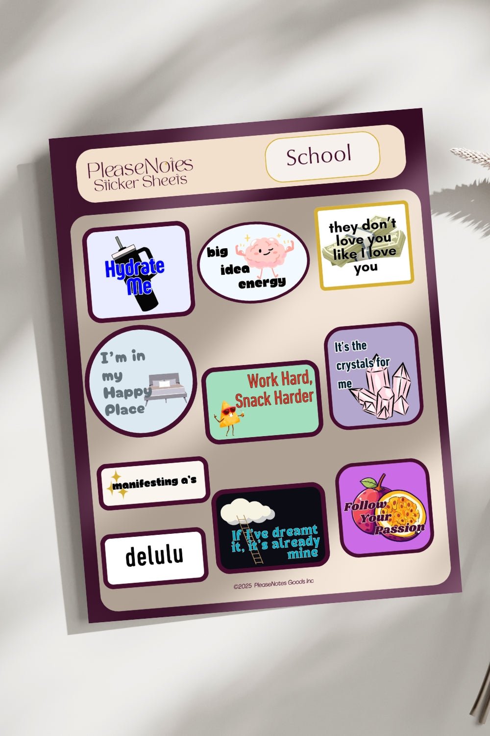 School Themed Motivational Sticker Sheets