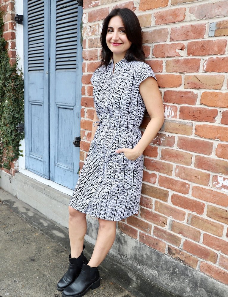 Noir Et Blanc Organic Cotton Button Dress