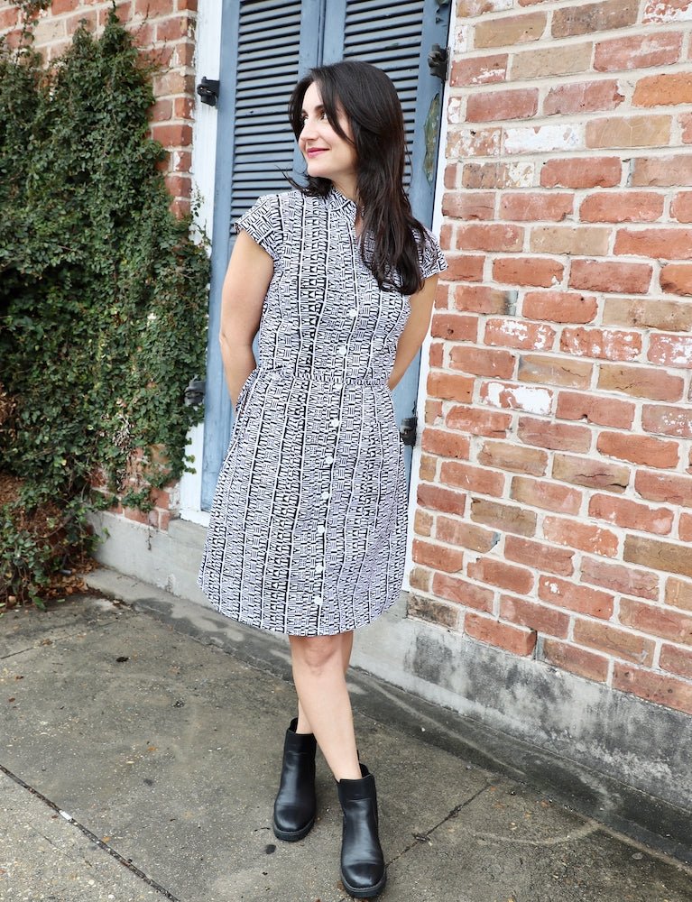 Noir Et Blanc Organic Cotton Button Dress