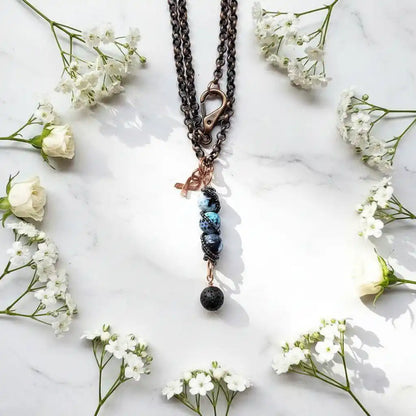 Child Abuse Awareness Agate Necklace With Lava Rock Bead
