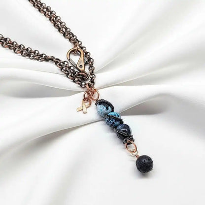 Child Abuse Awareness Agate Necklace With Lava Rock Bead
