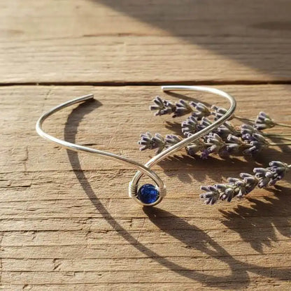 Silver Blue Bead Child Abuse Awareness Ribbon Bangle
