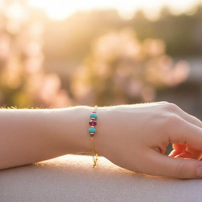Handmade Gold Filled Pink Turquoise Gemstone Bracelet