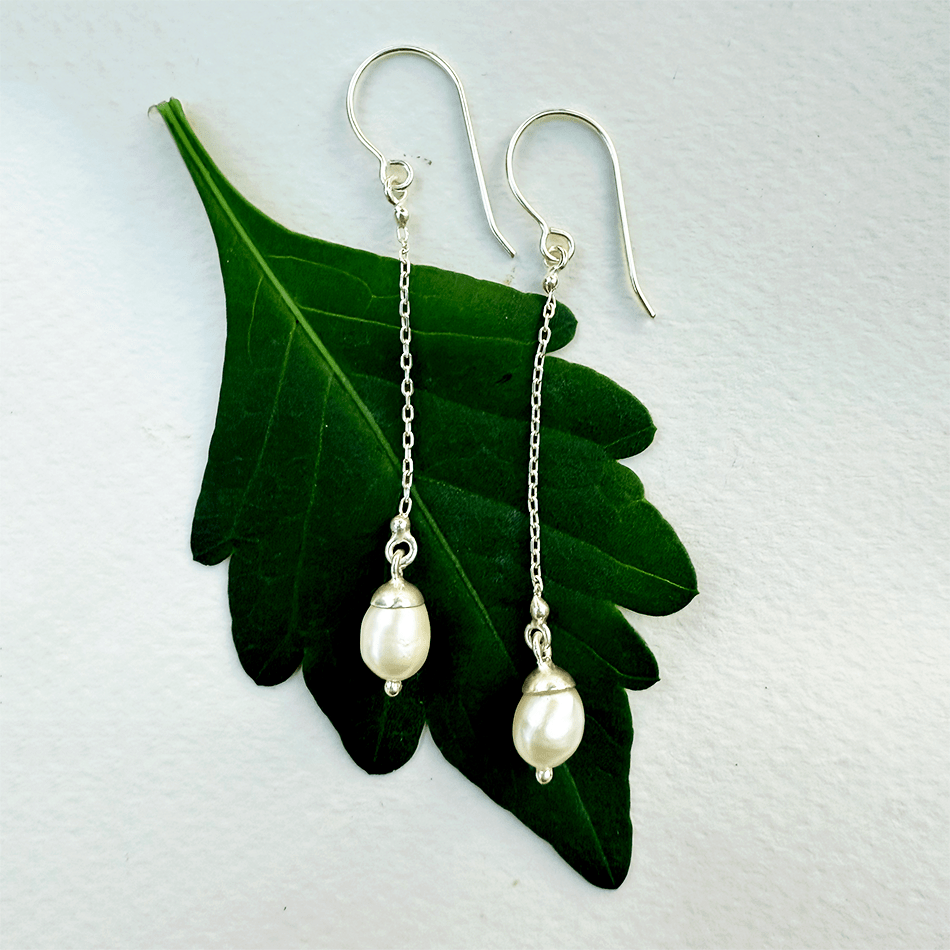 Pearl on a Chain Earrings