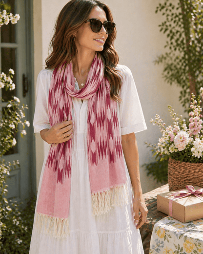 Pink & Burgundy Banded Stripes Scarf