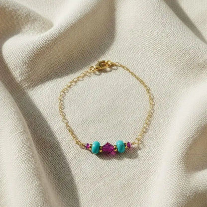Handmade Gold Filled Pink Turquoise Gemstone Bracelet
