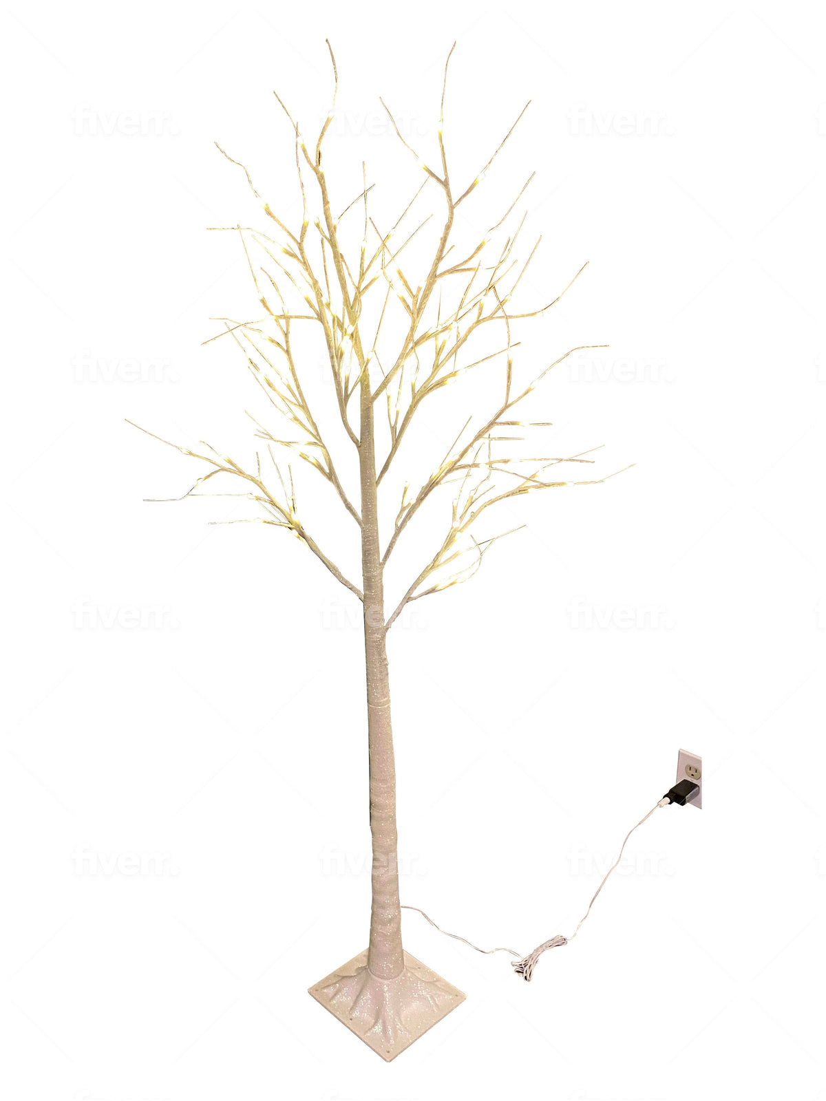 65" Lighted Birch Tree