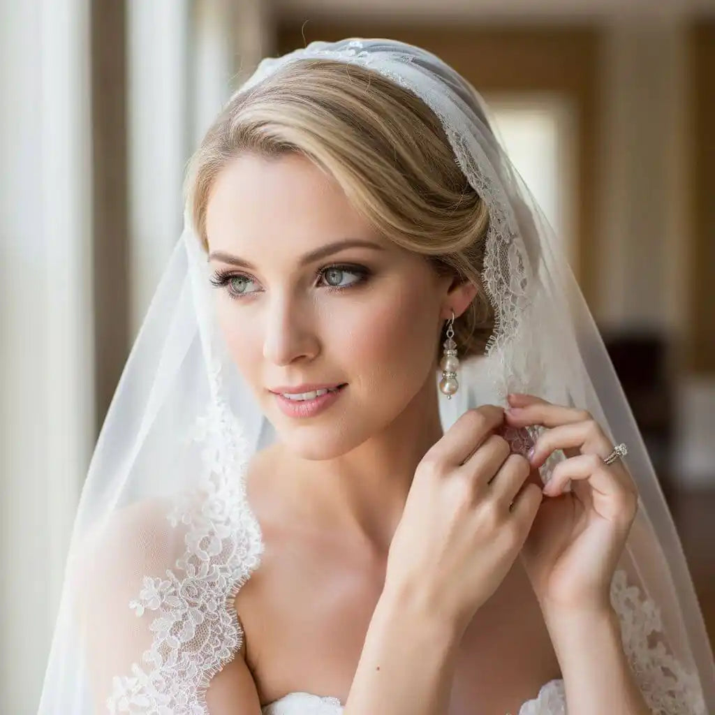 Bridal Sterling Silver Stacked Crystal and Pearl Earrings