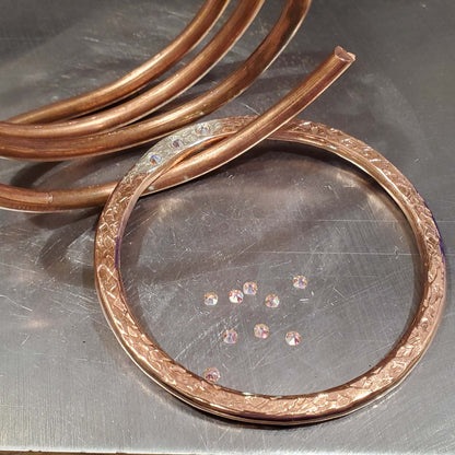 Mixed Metal Crystal Inlay Fusion Bangle
