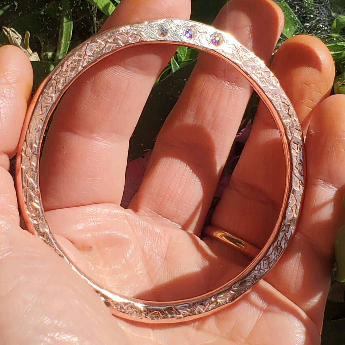 Mixed Metal Crystal Inlay Fusion Bangle