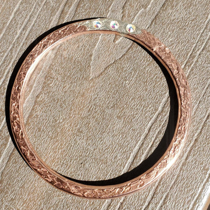 Mixed Metal Crystal Inlay Fusion Bangle