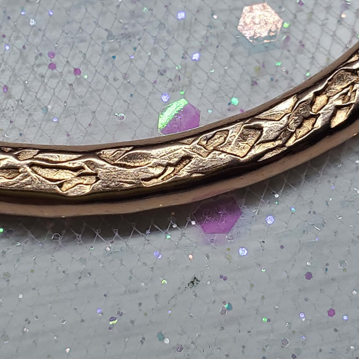 Mixed Metal Crystal Inlay Fusion Bangle
