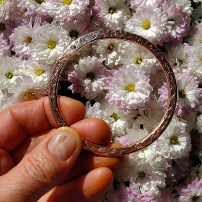 Mixed Metal Crystal Inlay Fusion Bangle