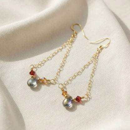 Mystic Rainbow Quartz Gold Filled Drop Earrings