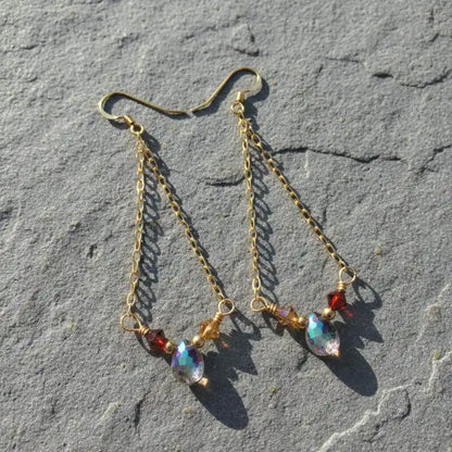 Mystic Rainbow Quartz Gold Filled Drop Earrings