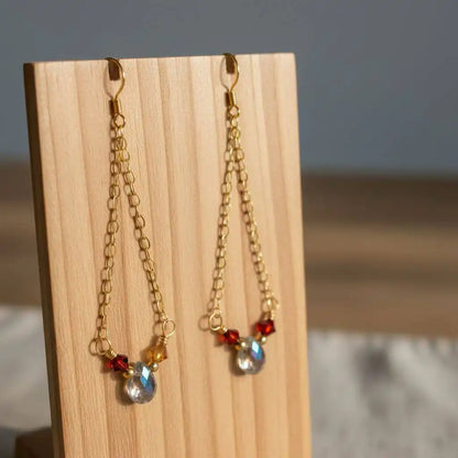 Mystic Rainbow Quartz Gold Filled Drop Earrings