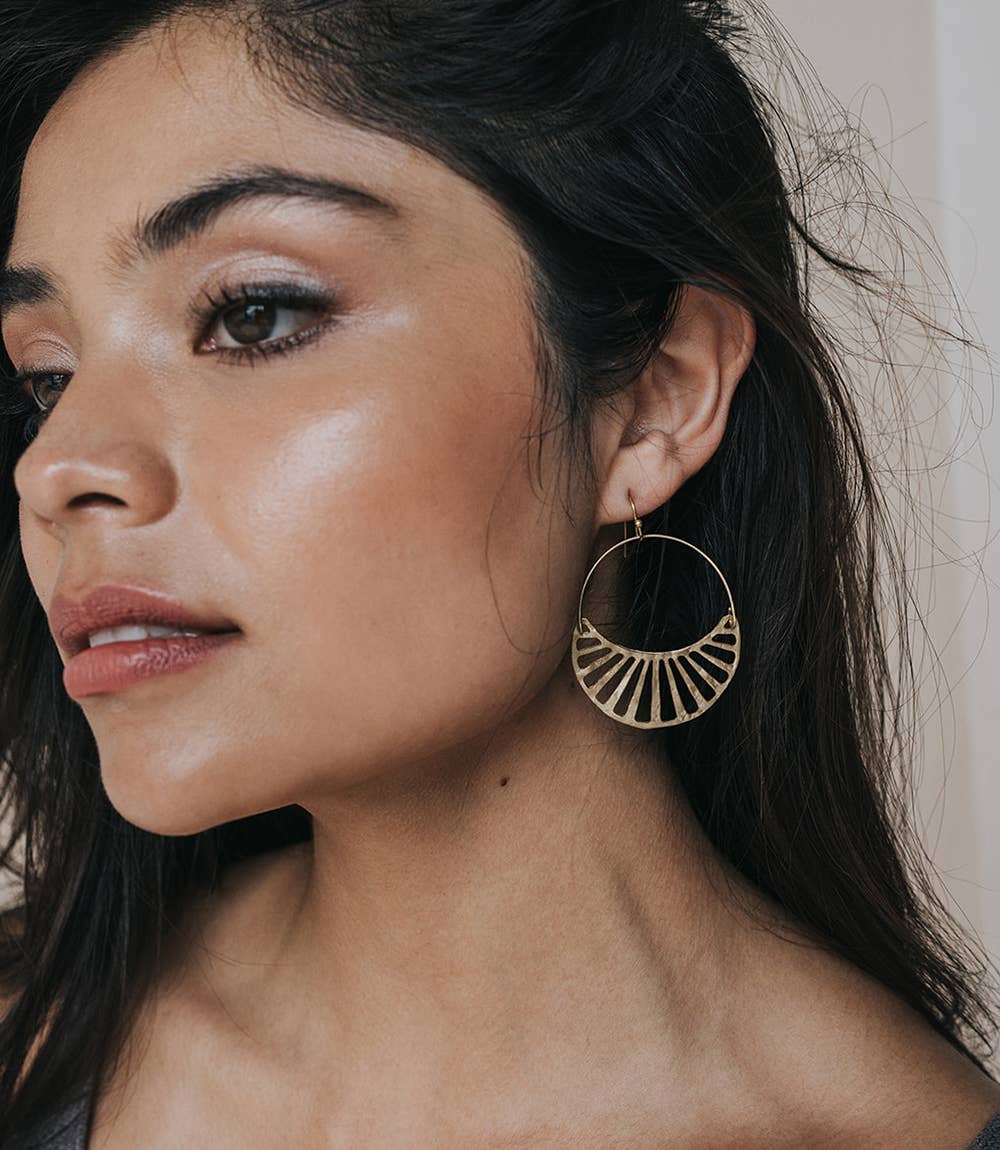 Rajani Gold Crescent Hoop Earrings