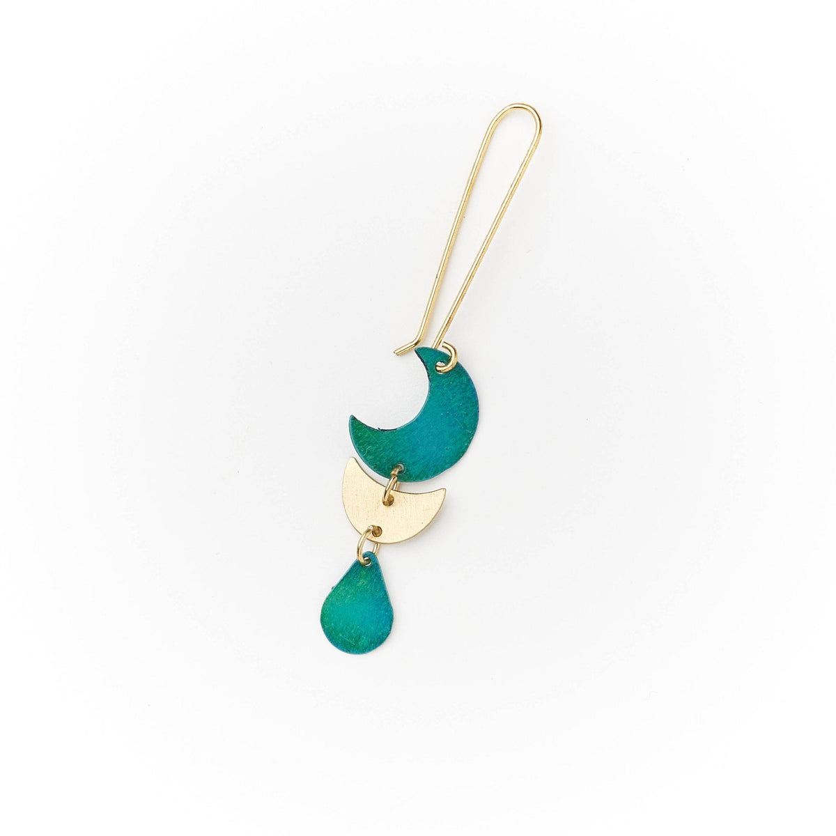 Rajani Teal & Gold Moon Earrings