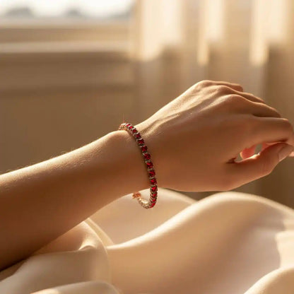 Wire Wrapped Red Crystal Tennis Bracelet Bangle