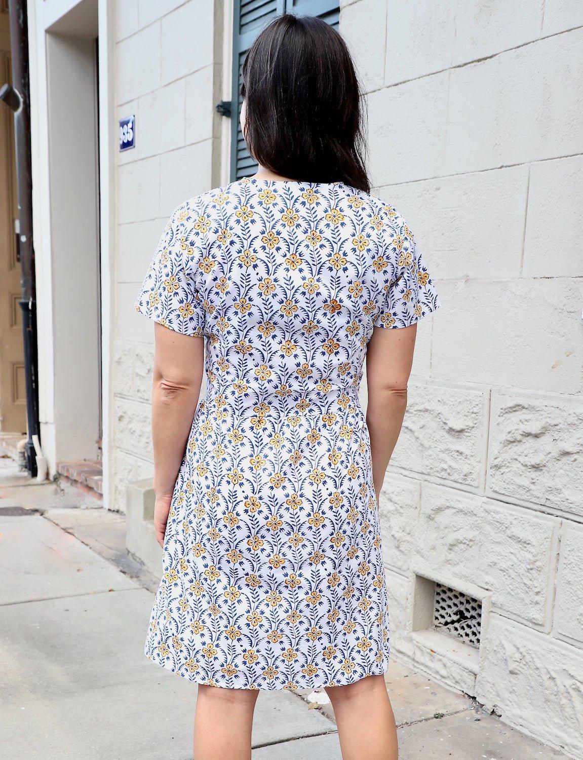 Retro Floral Organic Cotton Button Dress