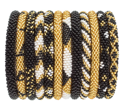 Gold, White & Black Game Day Roll-On® Bracelet