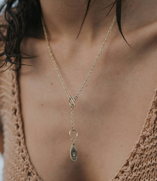 Ruchi Evil Eye Gold Lariat Necklace