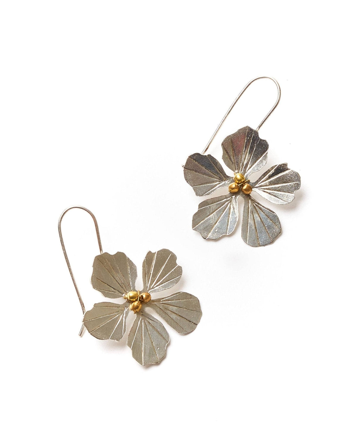 Sayuri Silver Flower Drop Earrings