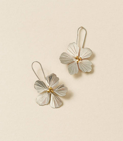 Sayuri Silver Flower Drop Earrings