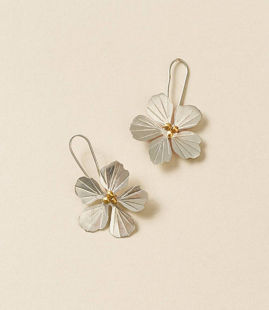 Sayuri Silver Flower Drop Earrings