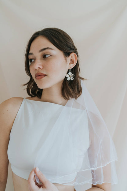 Sayuri Silver Flower Drop Earrings