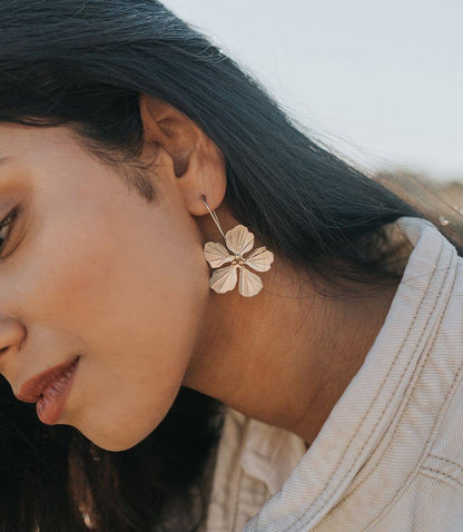 Sayuri Silver Flower Drop Earrings