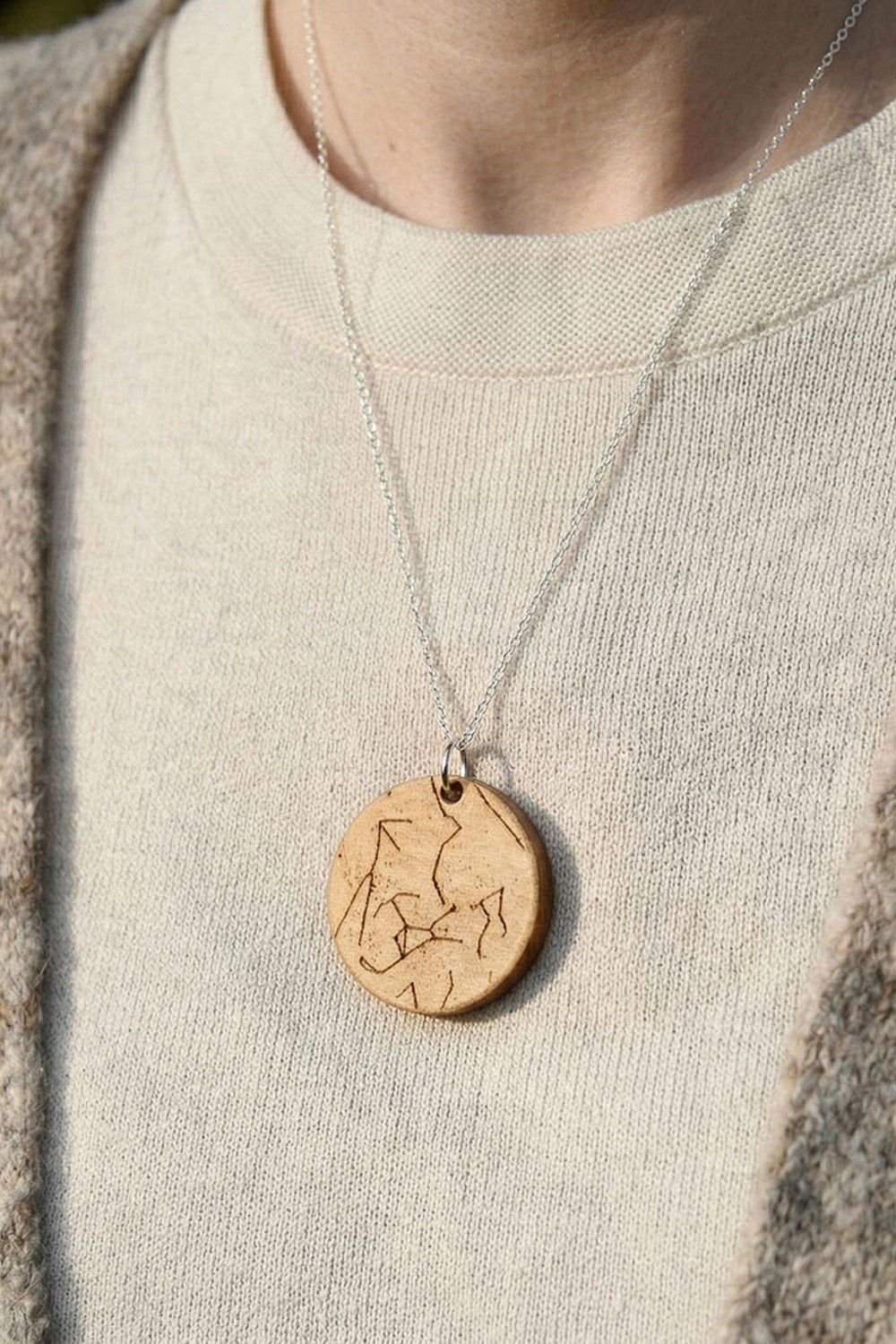 Personalized Star-Chart Olivewood Set | Pendant and Earrings