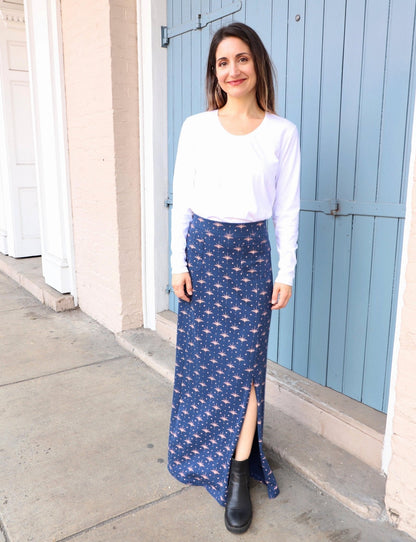 Solstice Blue Organic Maxi Skirt