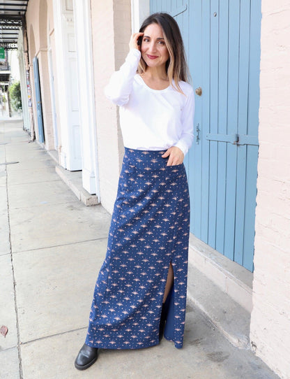 Solstice Blue Organic Maxi Skirt