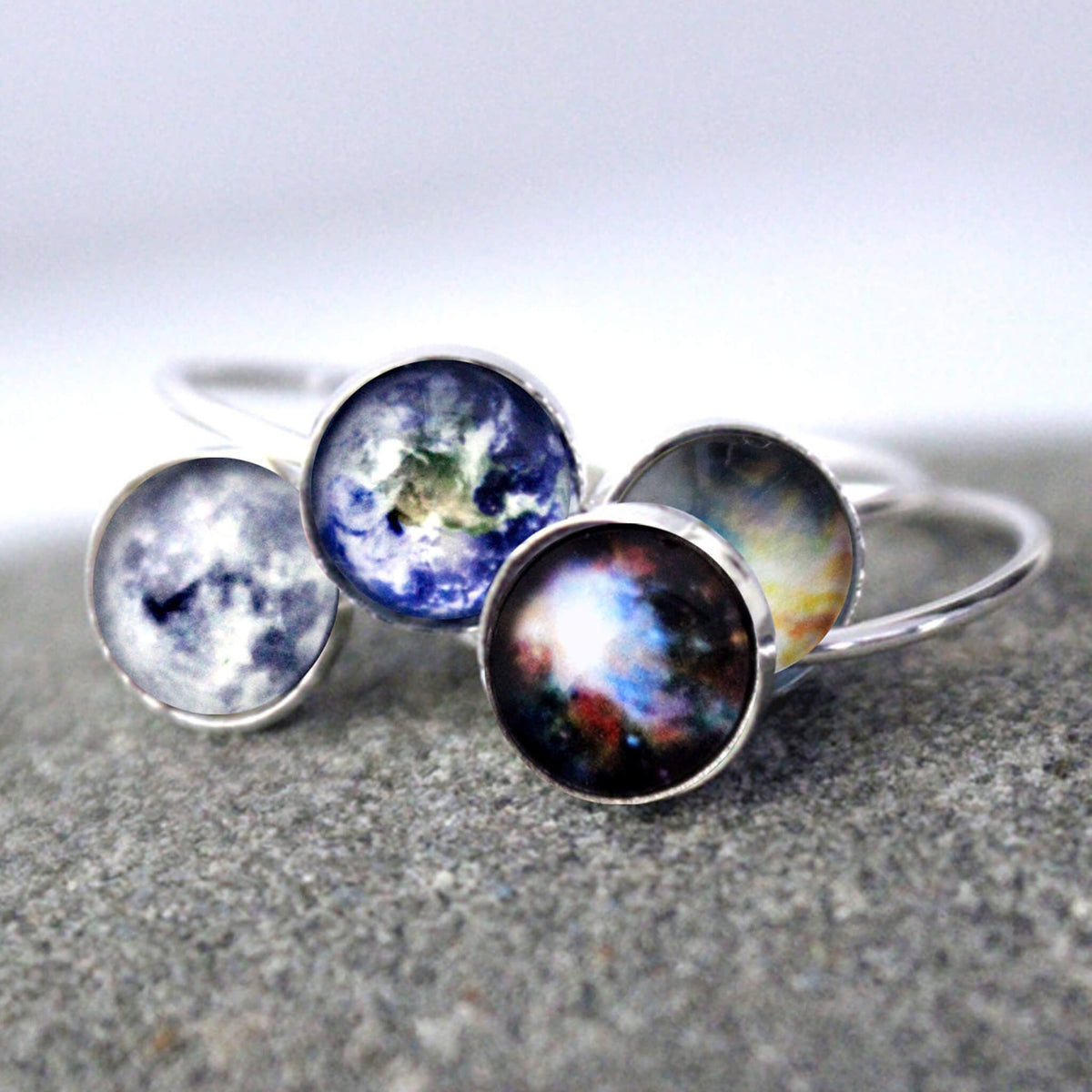 Sterling Silver Galaxy Space Ring, Made to Order in Your Size
