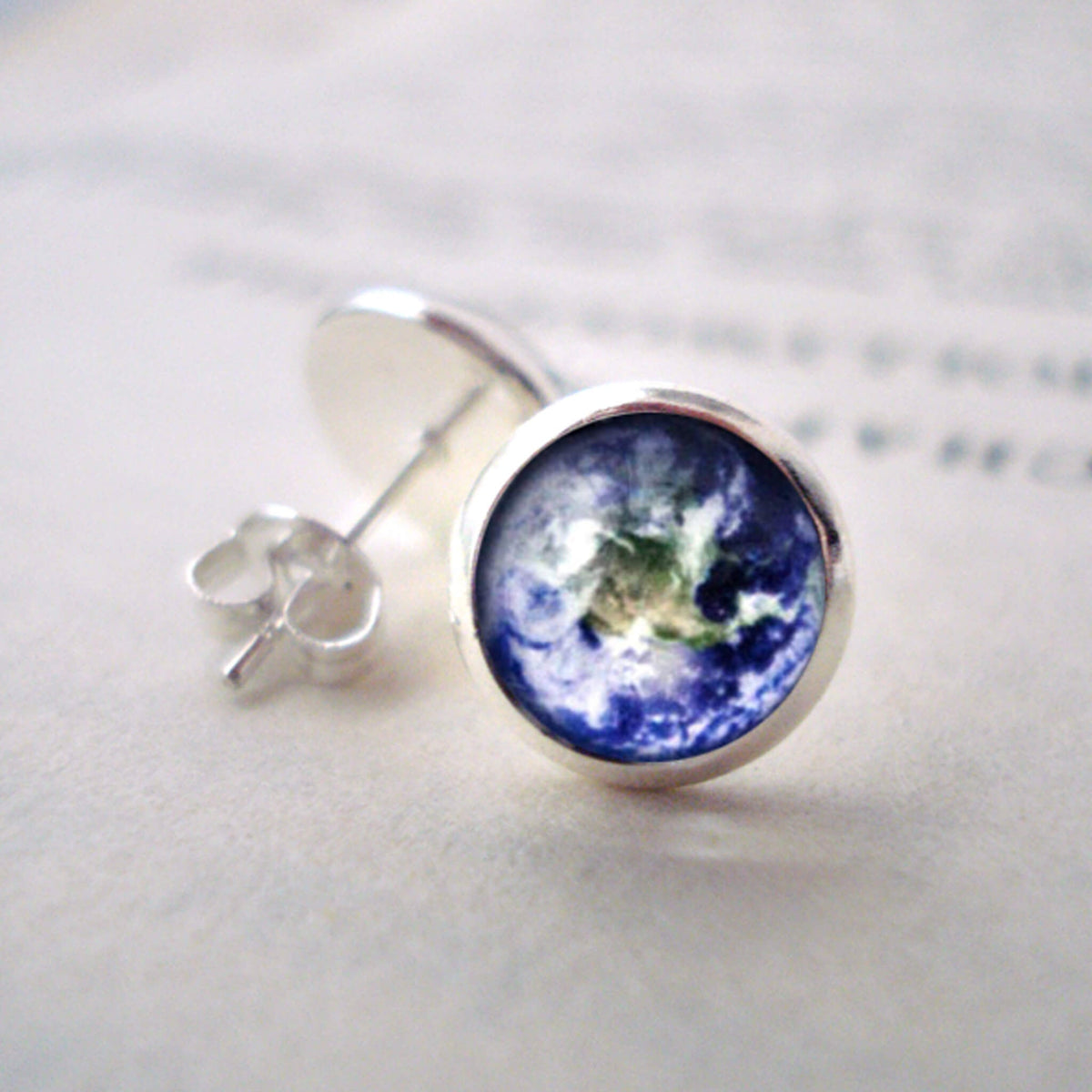 Space Silver Stud Earrings