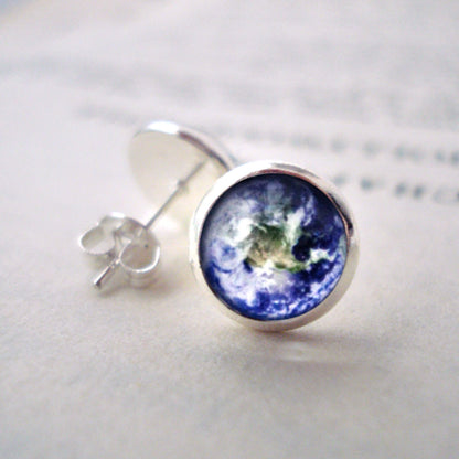 Space Silver Stud Earrings